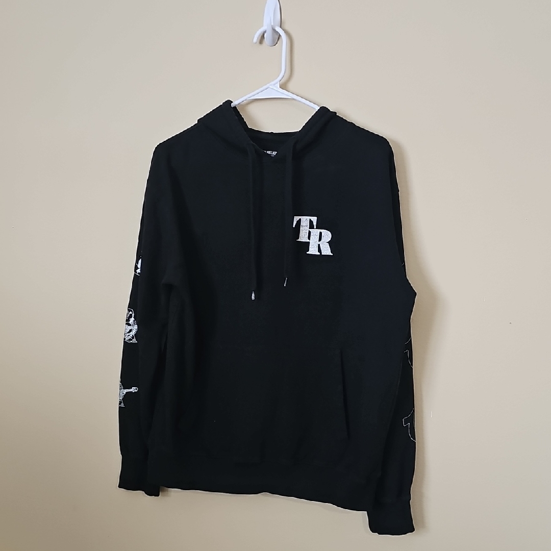 True Religion Womens Black Hoodie Sweatshirt Sz L